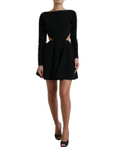Dolce & Gabbana Black Viscose Cut Out A-line Long Sleeves Mini Dress -   -  Dolce & Gabbana.